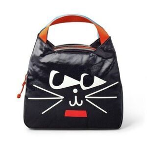 Christian Robinson kids Black Cat Face Rectangular Lunch Bag 8 in X 11 in